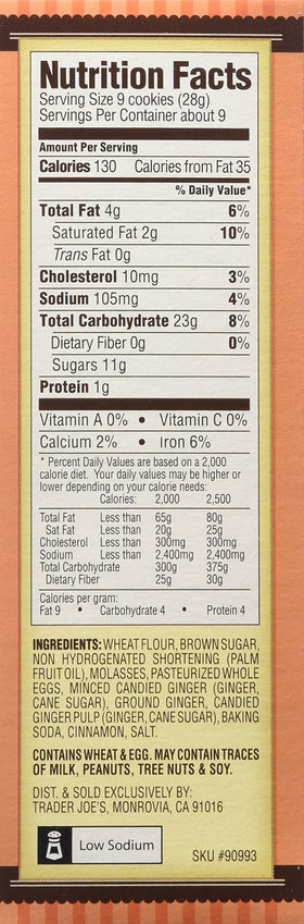 Trader Joe's Triple Ginger two-pack pouch close-up highlights portion-controlled snacking
