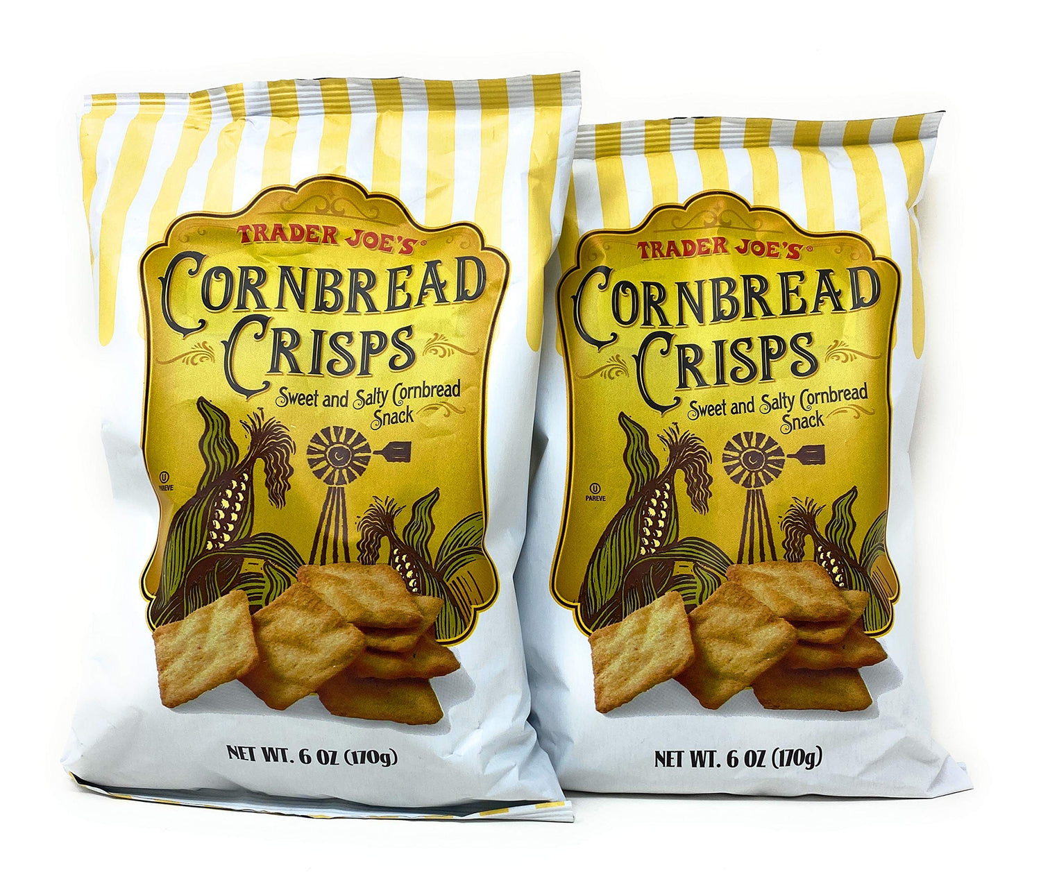Trader Joe's Cornbread Crisps, close-up of crispy chips for dipping and snacking.