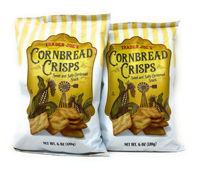 Trader Joe's Cornbread Crisps, close-up of crispy chips for dipping and snacking.