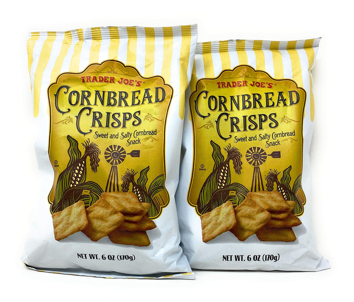 Trader Joe's Cornbread Crisps, close-up of crispy chips for dipping and snacking.