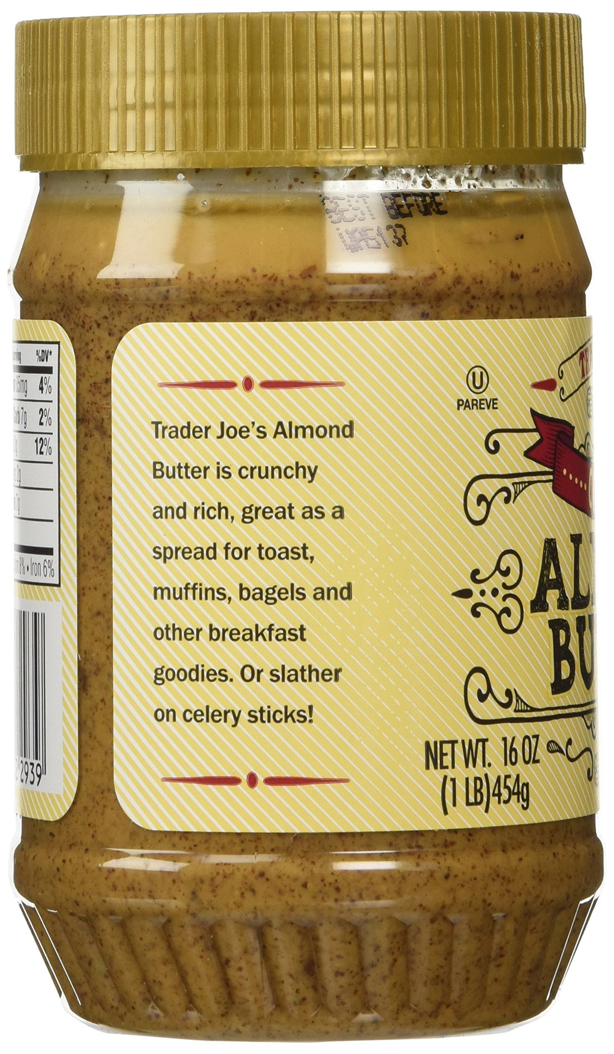 Trader Joe's Crunchy Almond Butter Salted 2 Pack ingredient-still highlights roasted almonds and salt
