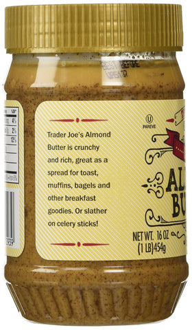 Trader Joe's Crunchy Almond Butter Salted 2 Pack ingredient-still highlights roasted almonds and salt