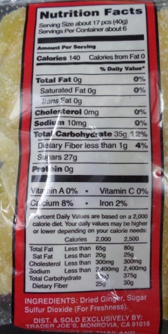 Trader Joe's crystallized ginger sweet & spicy pack-2 ideal for travel snacking or baking.