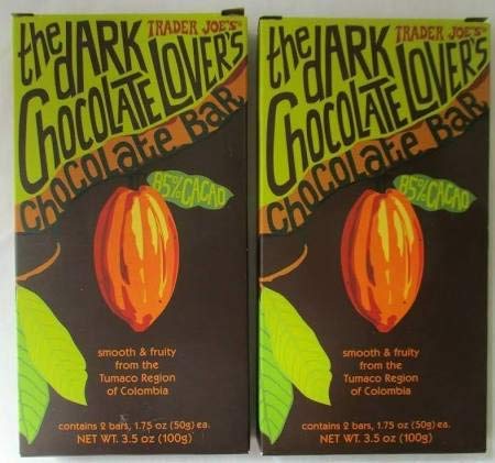 Trader Joe's Dark Chocolate Lover's Bar pack of 2, two bars per pack for easy sharing.