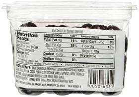 Trader Joe's dark chocolate covered cherries closeup showing vibrant cherries under rich chocolate, ideal for gifting.