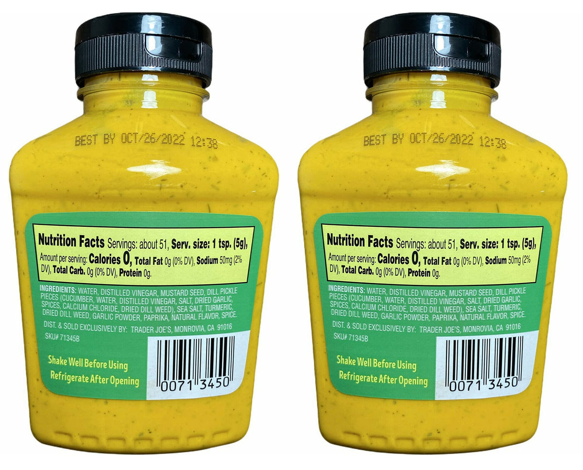 Serving idea: Trader Joe's Dill Pickle Mustard on crackers with veggies for a zesty snack.
