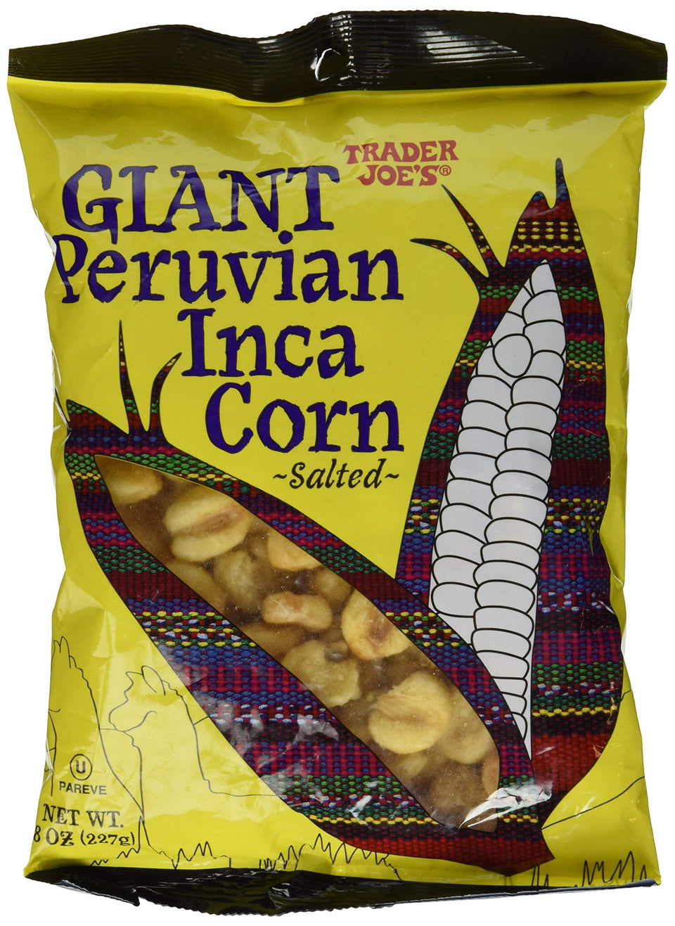 Trader Joe's Giant Peruvian Inca corn snack, salty and crunchy, ideal for quick bites.
