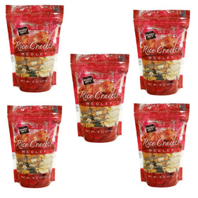 Trader Joe's Gluten Free Baked Rice Cracker Medley close-up of crackers and wasabi peas.