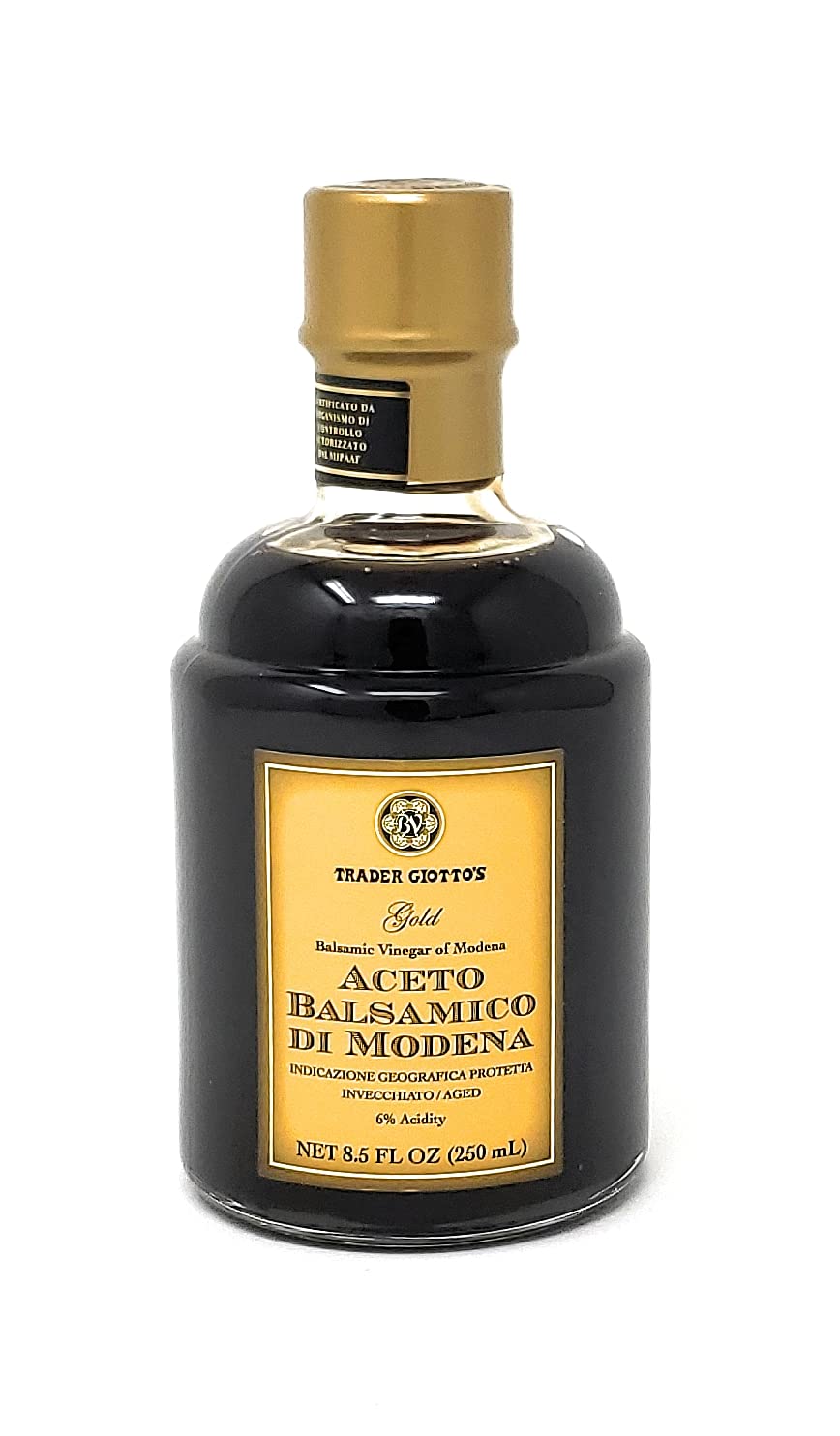 Trader Joe's Gold Aceto Balsamico di Modena bottle, ideal for finishing salads