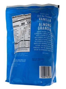 Trader Joe's Just the Clusters Vanilla Almond Granola pack shown for convenient on-the-go snacking