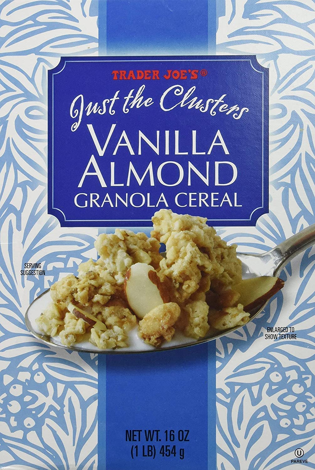Trader Joe's Just the Clusters Vanilla Almond Granola serving bowl ready to top yogurt