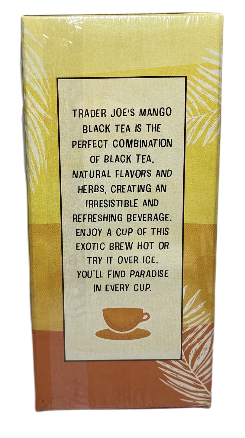 Trader Joe's Mango Black Tea leaves in an infuser, presenting a vibrant aroma and rich brewing potential.
