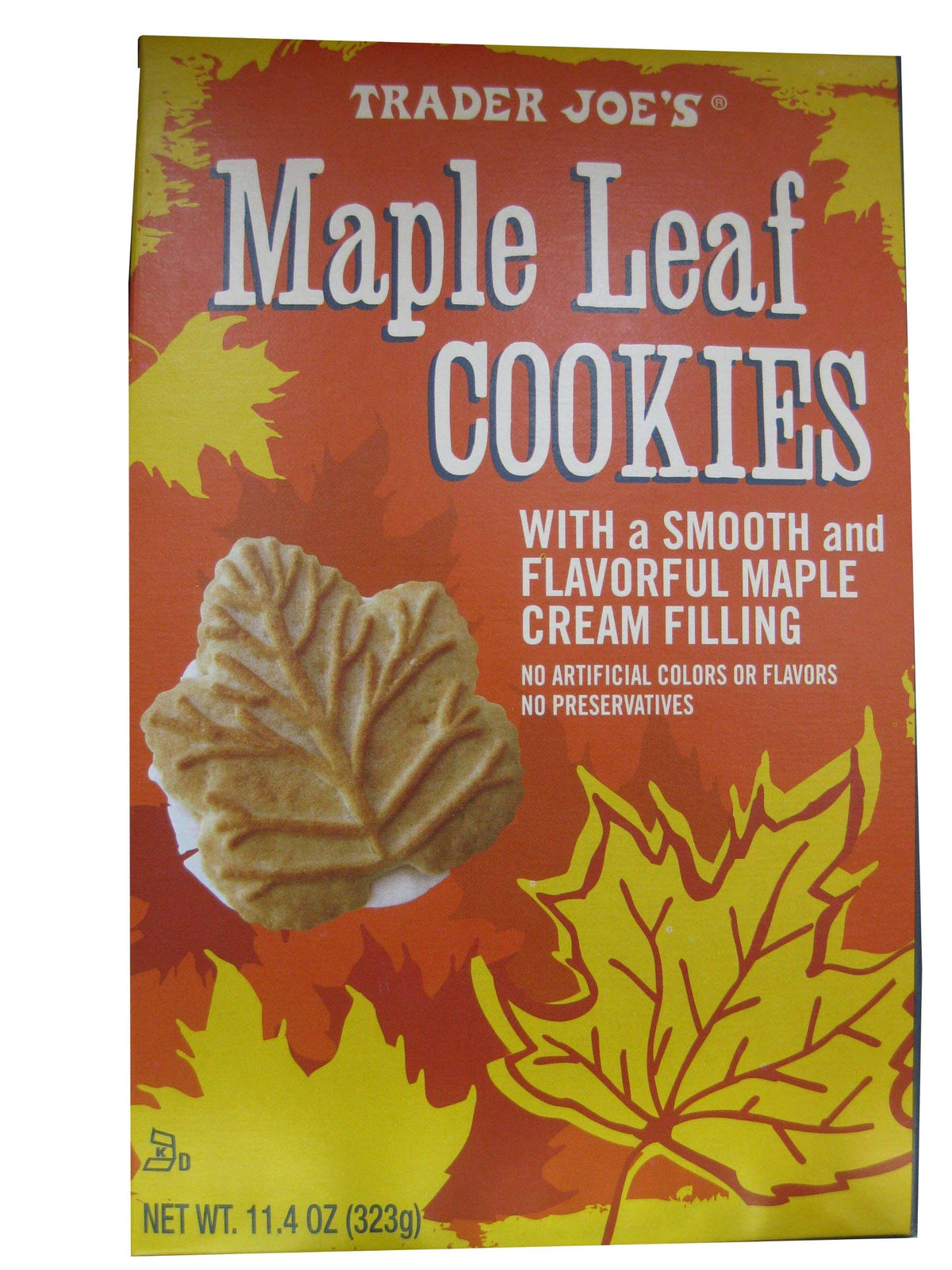 Trader Joe's Maple Leaf Cookies 2-pack, crisp maple cookies perfect for sharing with tea