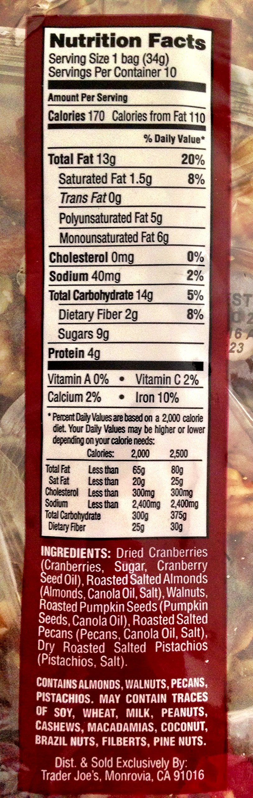 Trader Joe's Omega Trek Mix in use as a quick desk snack.