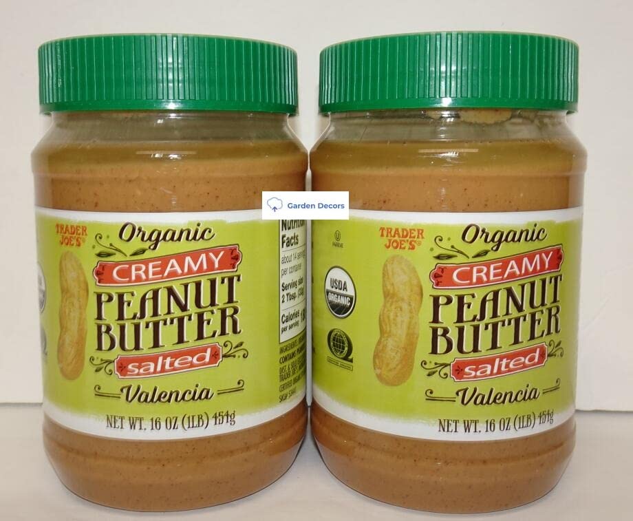 Trader Joe's Organic Creamy Peanut Butter Valencia Salted bottle 1 with smooth spreading texture and bold flavor