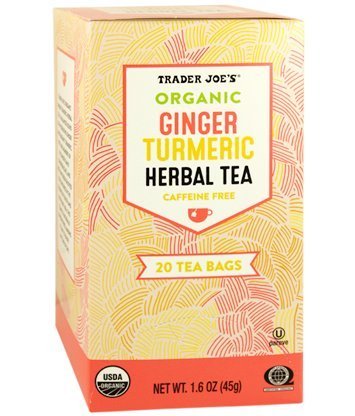 Trader Joe's Organic Ginger Turmeric Herbal Tea box set, 2-pack, ideal for daily warmth