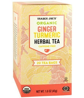 Trader Joe's Organic Ginger Turmeric Herbal Tea box set, 2-pack, ideal for daily warmth