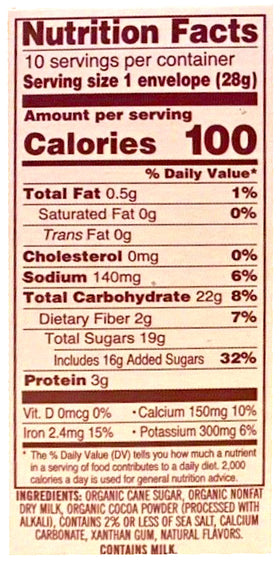 Trader Joe's Organic Hot Cocoa Mix mug-ready image showing a creamy cup