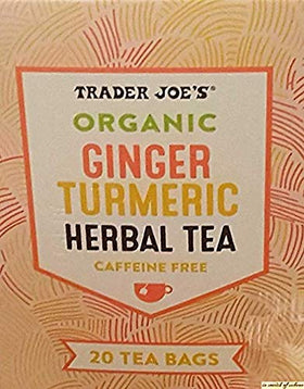 Trader Joe's Organic Ginger Turmeric Herbal Tea cup steaming for a cozy evening
