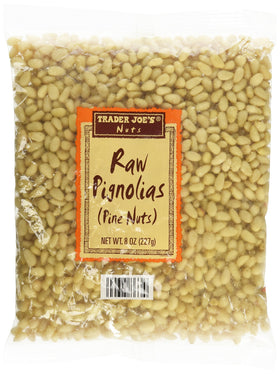 Trader Joe's Raw Pignolias pine nuts bag ideal for pesto and baking.