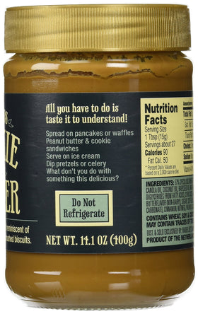 Trader Joe's Speculoos Cookie Butter jar with pancake spread for wholesome breakfasts.