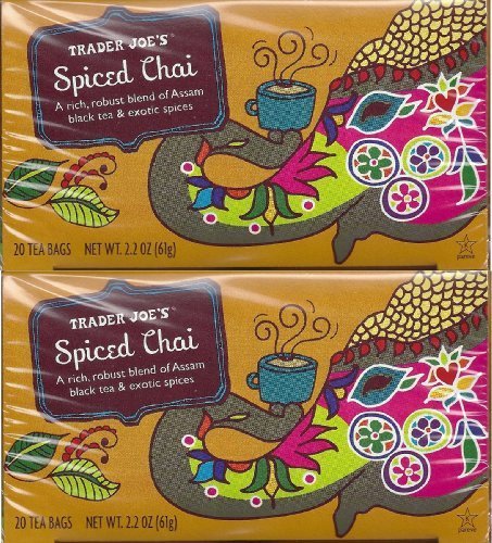Trader Joe's Spiced Chai tea bags offer warm aroma and cozy, flavorful brew.