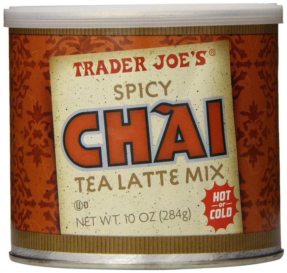 Trader Joe's Spicy Chai Tea Latte Mix 3-pack, cozy at-home latte ready in minutes