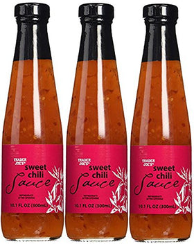 Trader Joe's Sweet Chili Sauce bottle ideal for dipping and glazing savory bites.