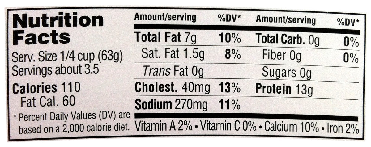 Label highlights ingredients and nutrition for Trader Joe's sockeye salmon