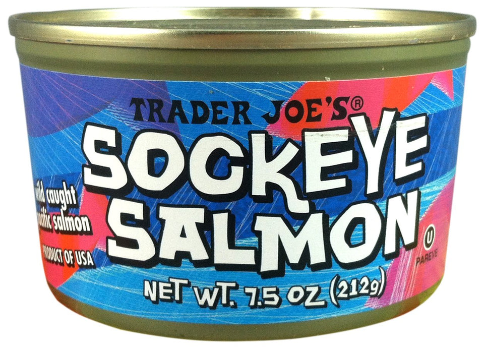 Trader Joe's wild sockeye salmon pack of three cans, convenient protein for quick meals