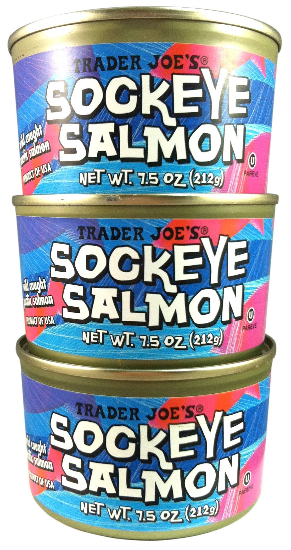 Opened can of Trader Joe's sockeye salmon ready to use in seconds