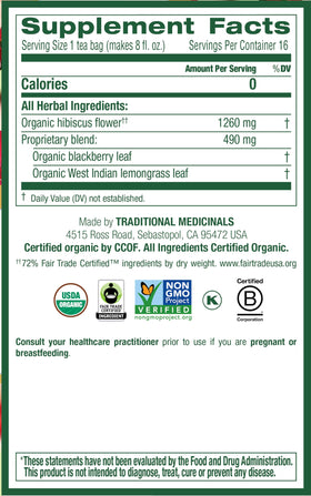 Caffeine-free Traditional Medicinals hibiscus tea ready for daily use