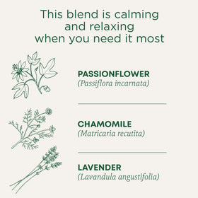 Cup of Calm tea steeping in a cup, ready for a relaxing moment