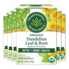 Traditional Medicinals dandelion leaf and root tea bags in a 96-count box