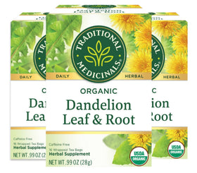 Traditional Medicinals dandelion tea pack – three-box set for daily use.