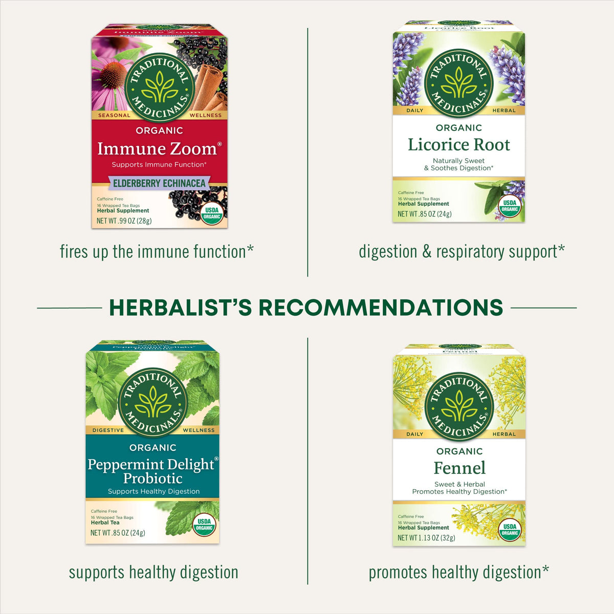 Traditional Medicinals Echinacea tea bag offers immune-supporting herbal blend.