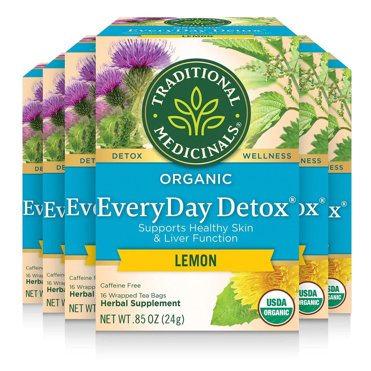 Traditional Medicinals Everyday Detox Lemon tea bags with bright lemon aroma