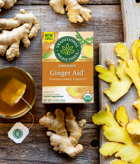 Traditional Medicinals Ginger Aid tea aroma evokes warm, spicy comfort.
