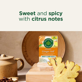 Steeping Traditional Medicinals Ginger Aid tea in a mug on the go