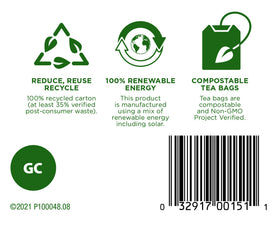 Traditional Medicinals labels emphasize organic ingredients and real ginger and chamomile aromas.