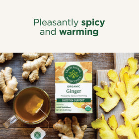 Traditional Medicinals Ginger roots close-up showing fresh spice