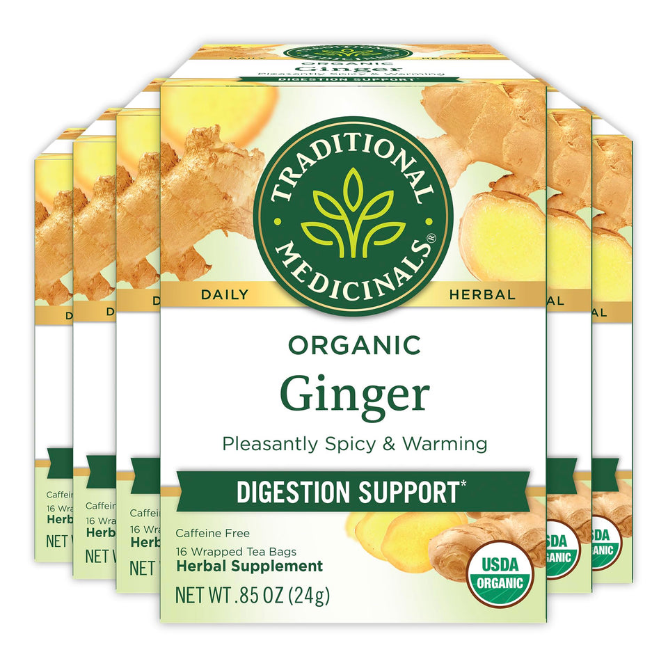 Traditional Medicinals Ginger Tea bag for a cozy, digestion-friendly moment