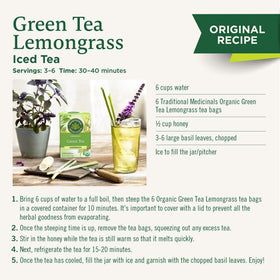 Traditional Medicinals Green Tea Lemongrass table setting evokes calm ritual