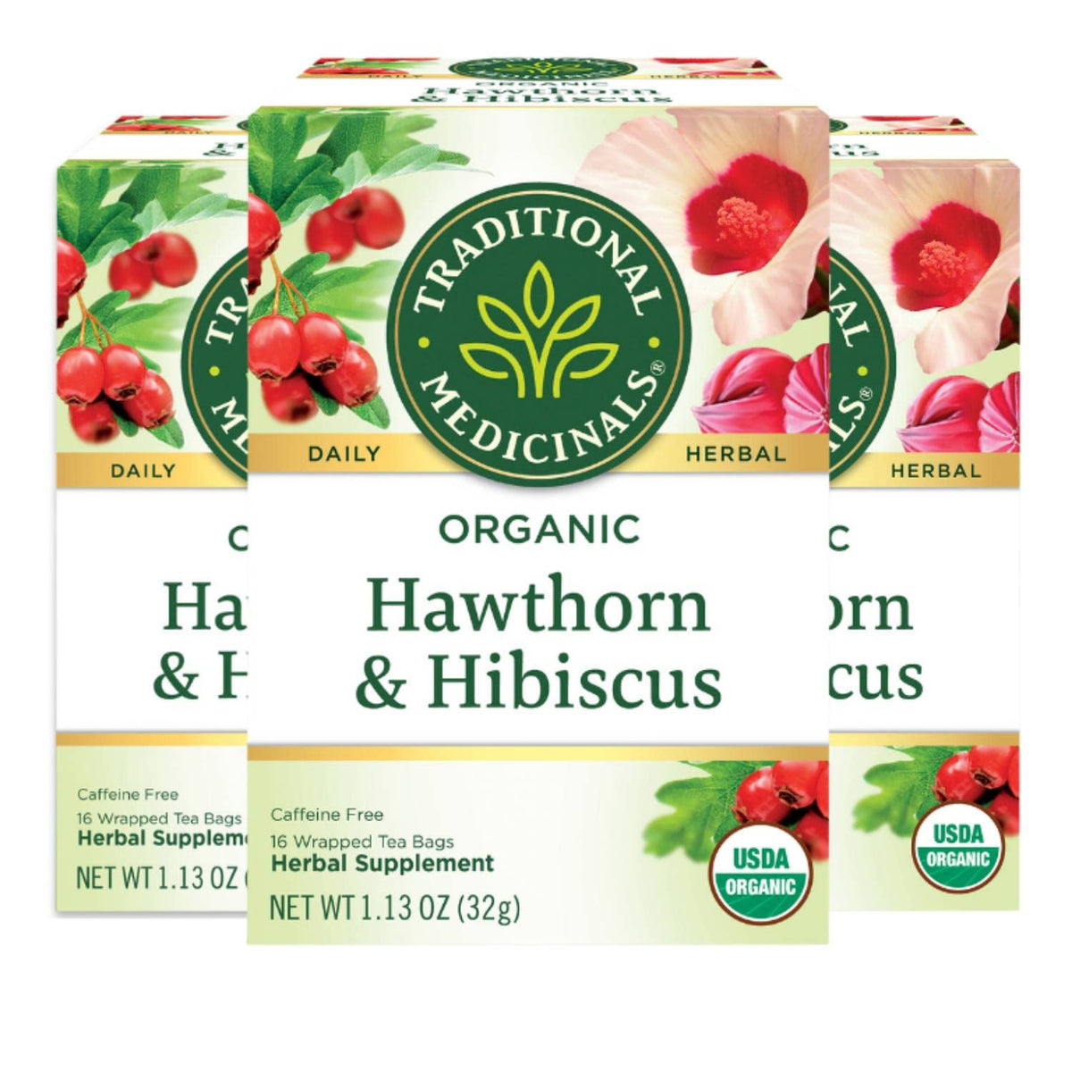 Traditional Medicinals hawthorn hibiscus tea bags for a soothing, heart-friendly daily ritual.