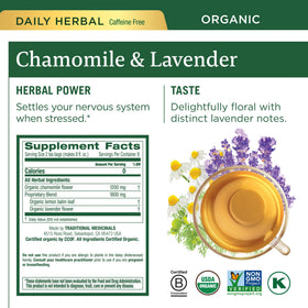 Traditional Medicinals Lemon Balm tea bag on wooden surface