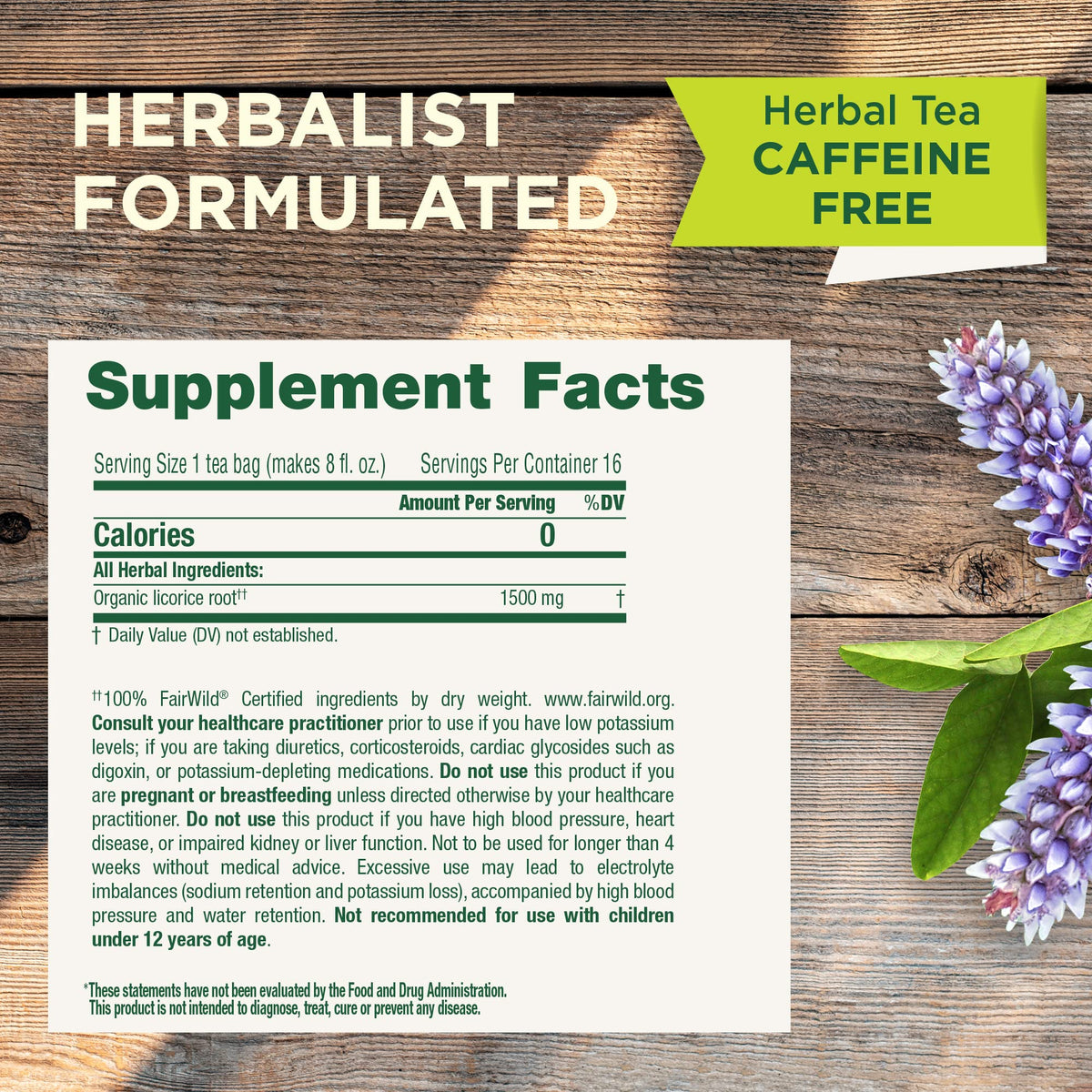 Traditional Medicinals licorice root kosher certification label reflects mindful production