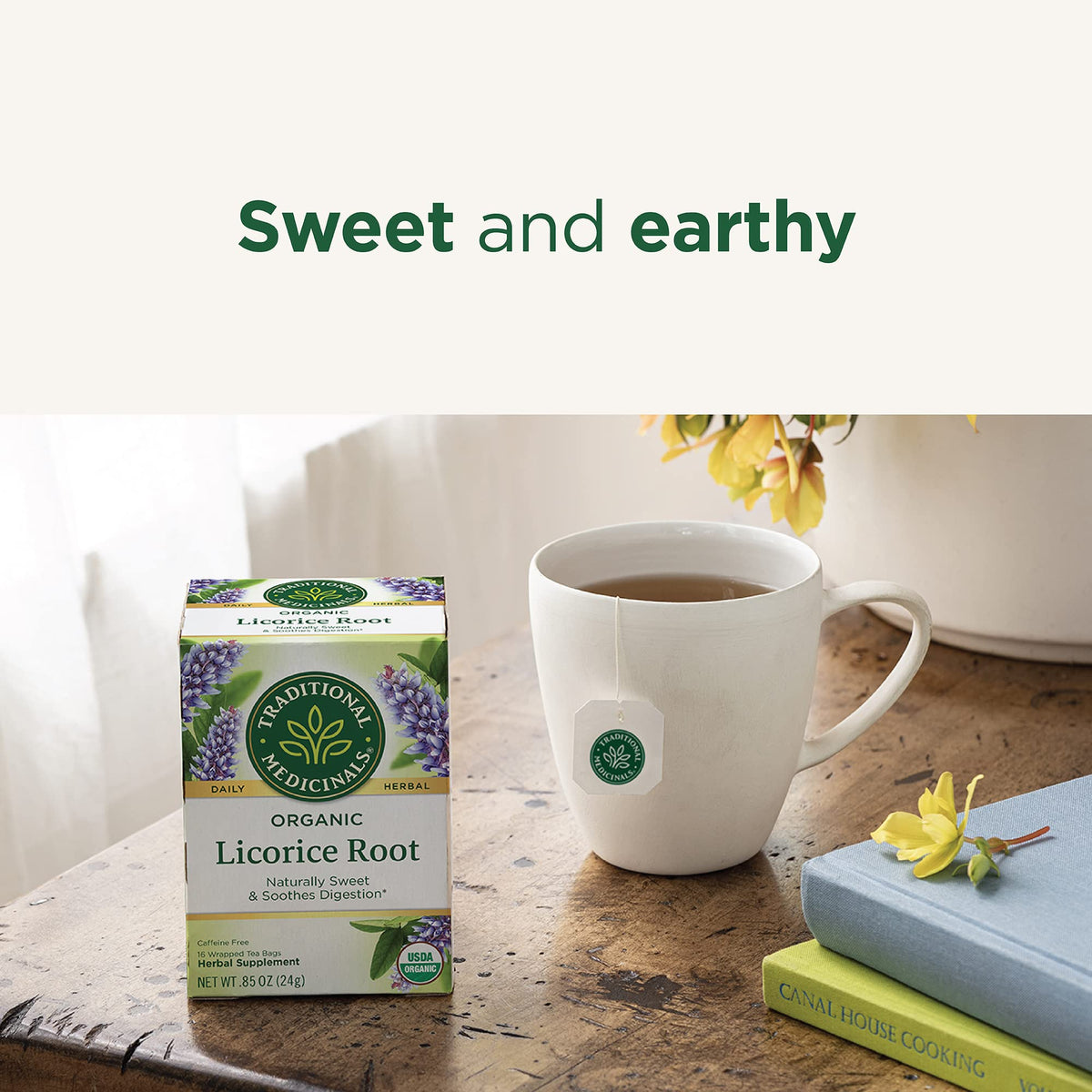 Traditional Medicinals licorice root organic label highlights USDA Organic certification