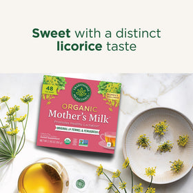Traditional Medicinals Mothers Milk herbal blend with fennel, blessed thistle, fenugreek.