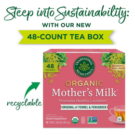 Traditional Medicinals Mothers Milk tea steeping in cup, inviting flavor for nursing moms.