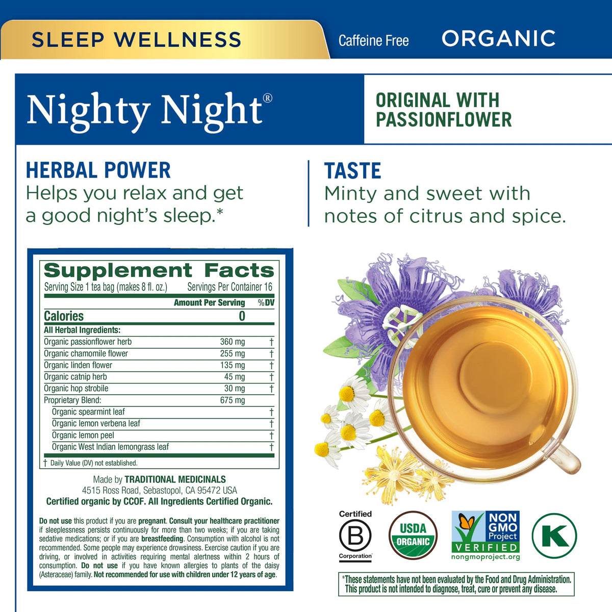 Traditional Medicinals Night Night Extra tea tin for cozy night ritual